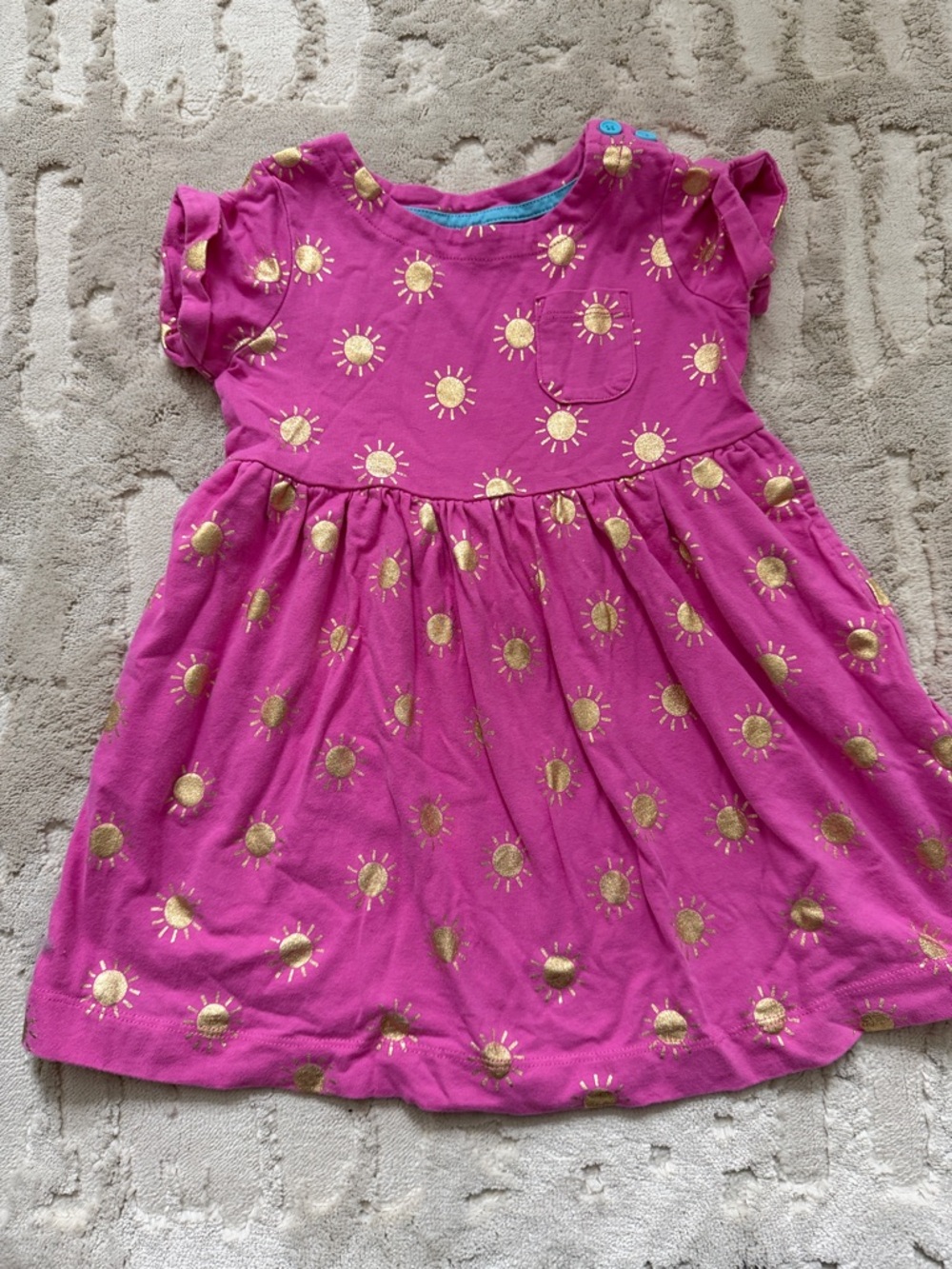 Mini Boden Hot Pink Dress with Gold Sun Print